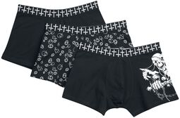 3 Pack Boxershorts with Prints, Gothicana by EMP, Boxershort-Set