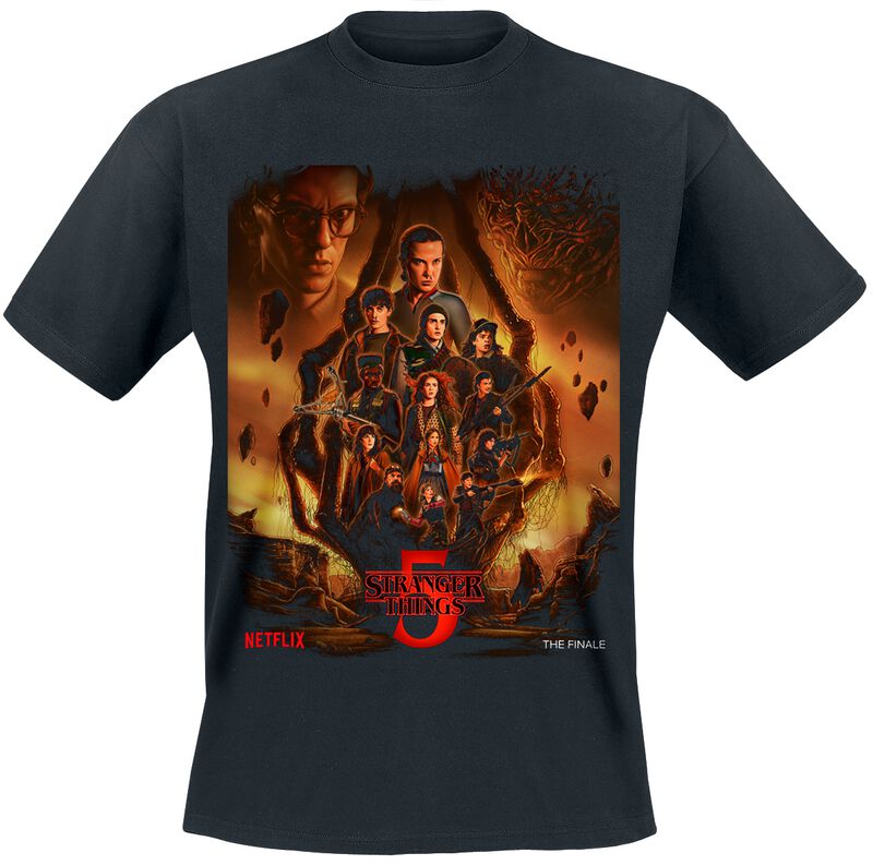 Stranger Things T-Shirt - Season 5 - The Finale Poster - S bis 5XL - für Männer - Größe M - schwarz  - Lizenzierter Fanartikel
