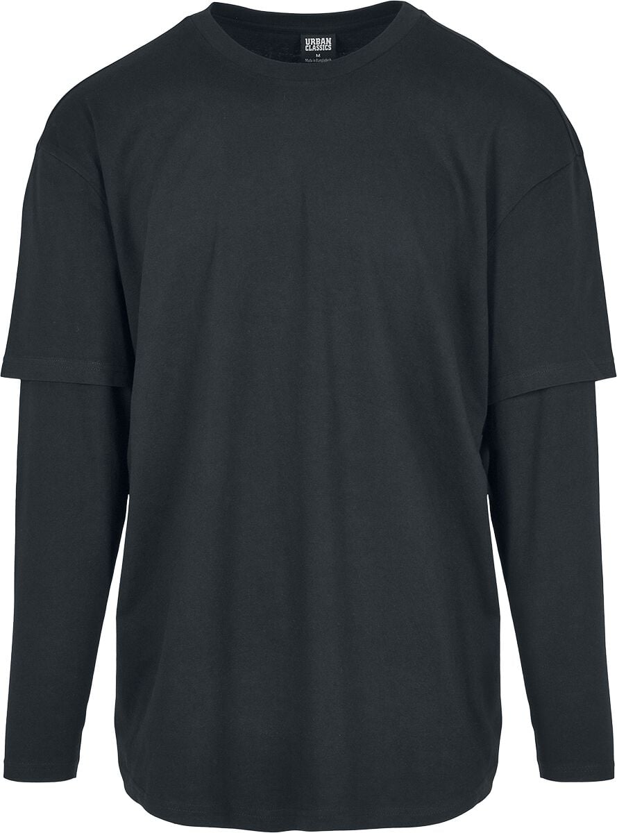 Langarmshirt - Oversized Shaped Double Layer LS Tee - S bis XXL - für Männer - Größe S - schwarz/schwarz - Männer - male