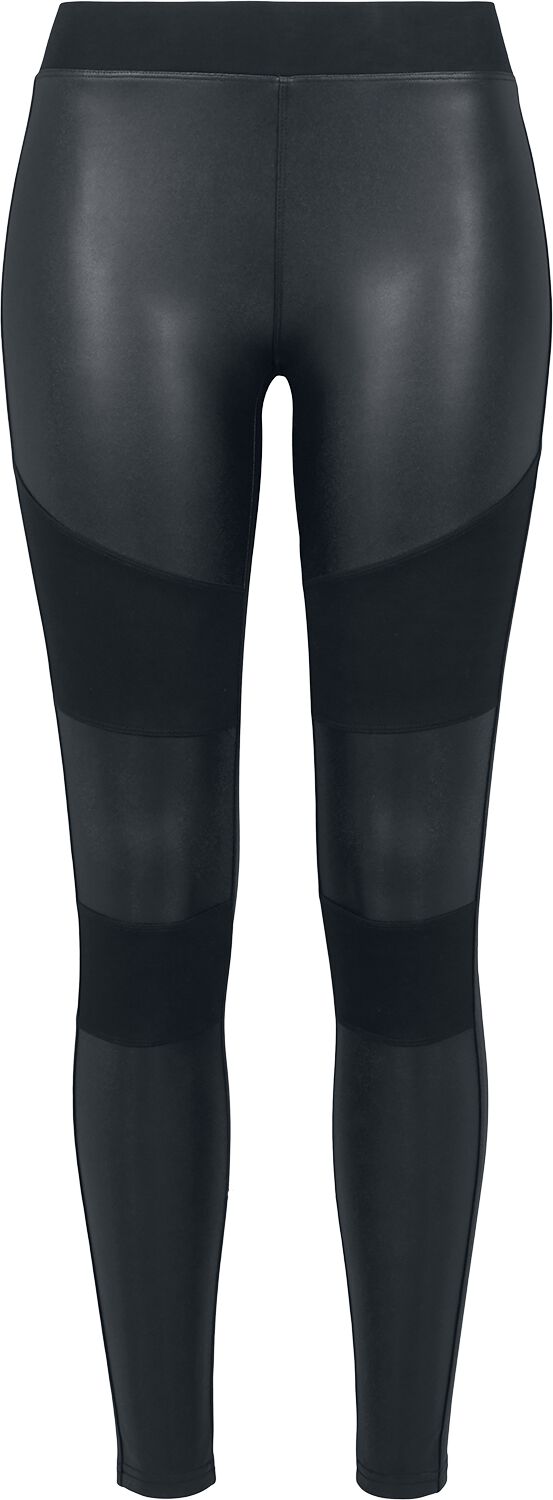 Urban Classics Leggings - Ladies Fake Leather Tech Leggings - XS bis 5XL - für Damen - Größe 5XL - schwarz