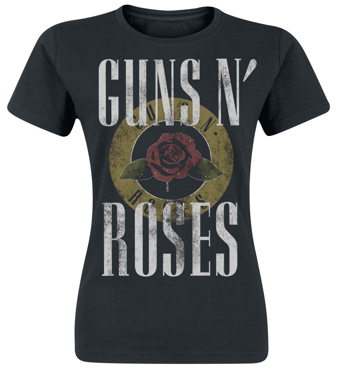 Levně Guns N' Roses Rose Logo Dámské tričko černá