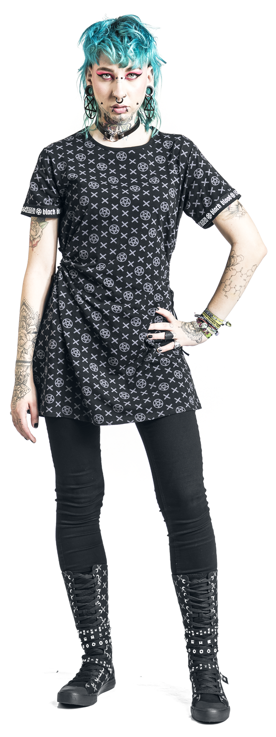 Black Blood by Gothicana Phat Kandi X Black Blood by Gothicana T-Shirt Kleid Kurzes Kleid schwarz