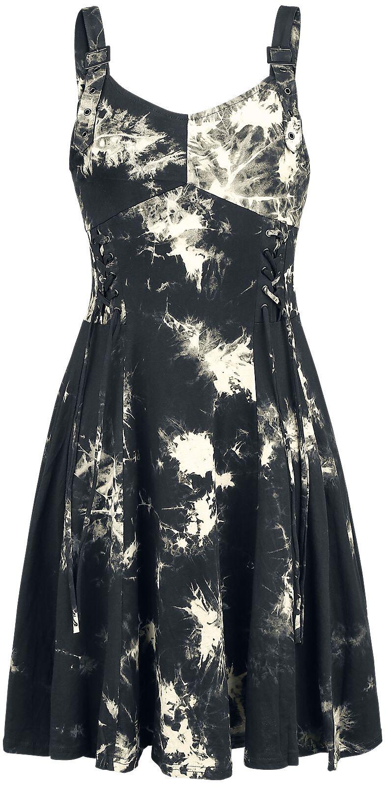 Chemical Black Kurzes Kleid - Malin Tie Dye Dress - S bis XL - für Damen - Größe M - schwarz/weiß