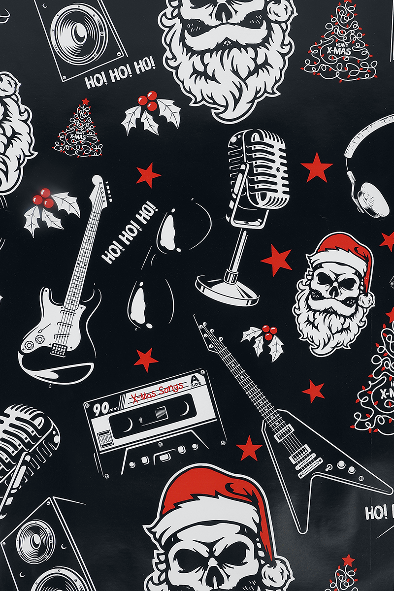 Santa Skull Geschenkpapier Bürozubehör schwarz