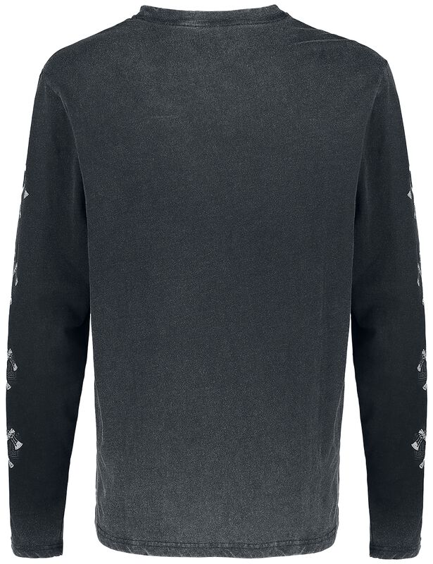 Männer Bekleidung Schwarzes Langarmshirt mit Print | Black Premium by EMP Langarmshirt