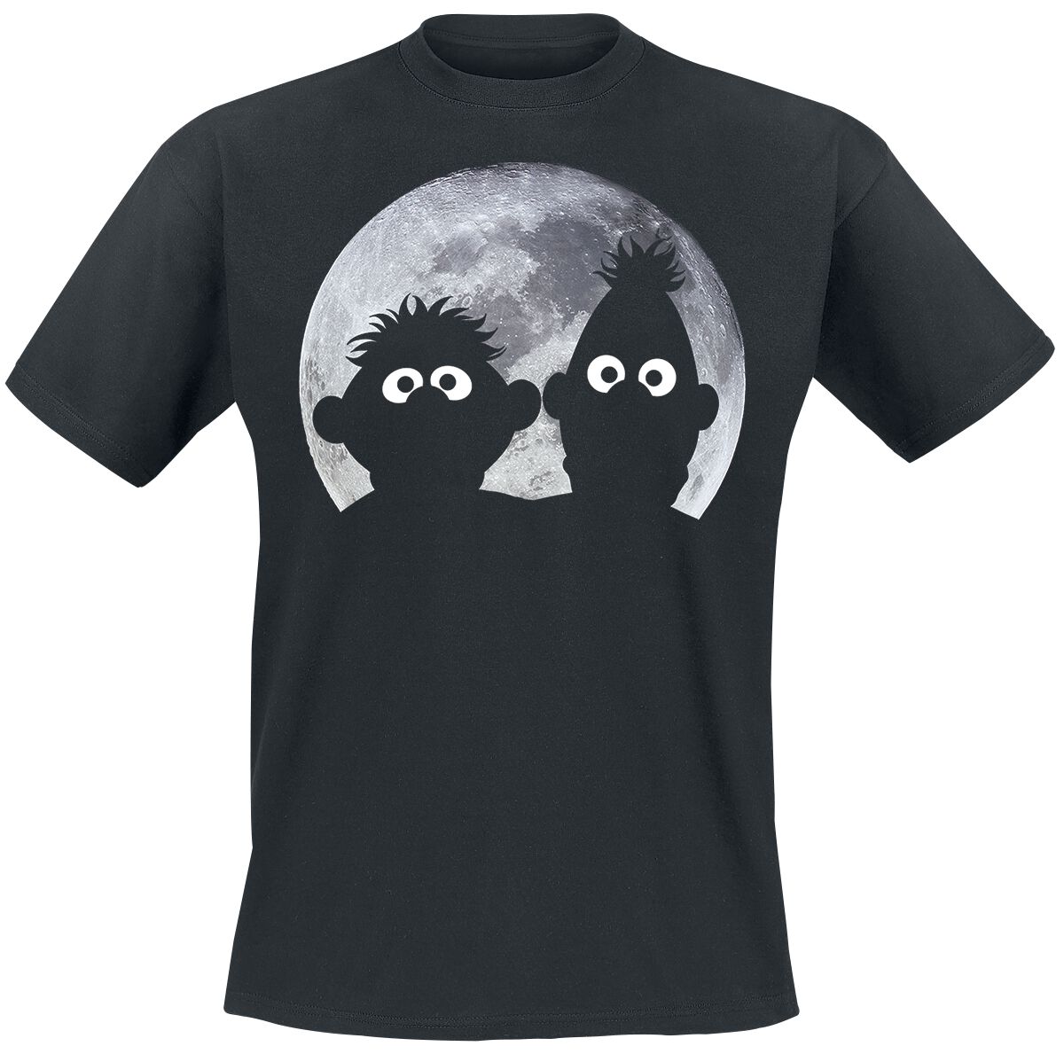 Sesamstraße T-Shirt - Ernie und Bert - Moonnight - S bis XXL - für Männer - Größe S - schwarz  - Lizenzierter Fanartikel
