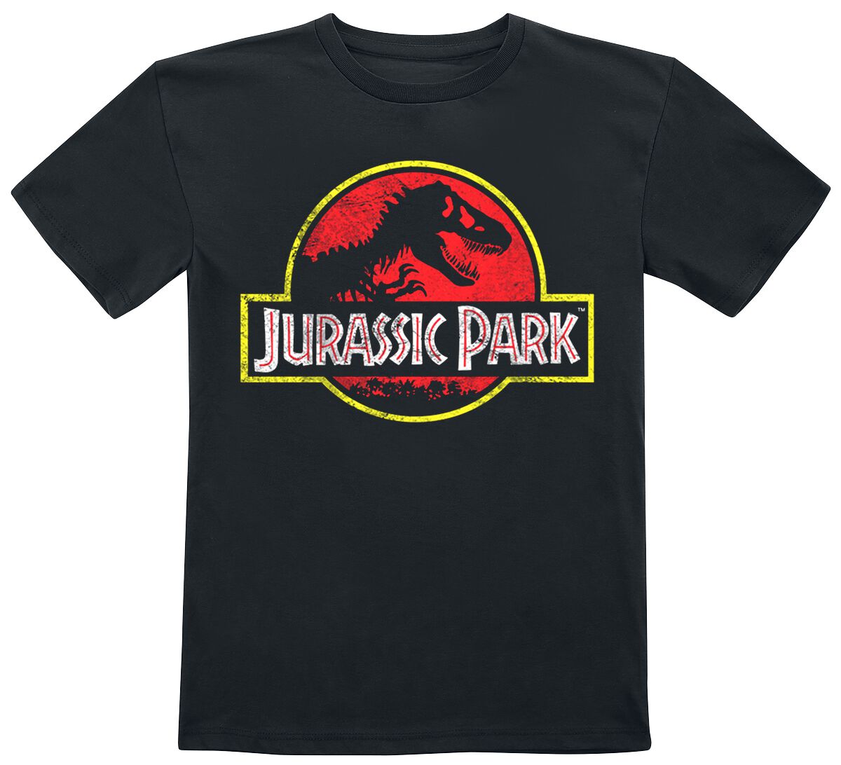 Jurassic Park T-Shirt für Kinder - Kids - Distressed Logo - für Mädchen & Jungen - schwarz  - Lizenzierter Fanartikel