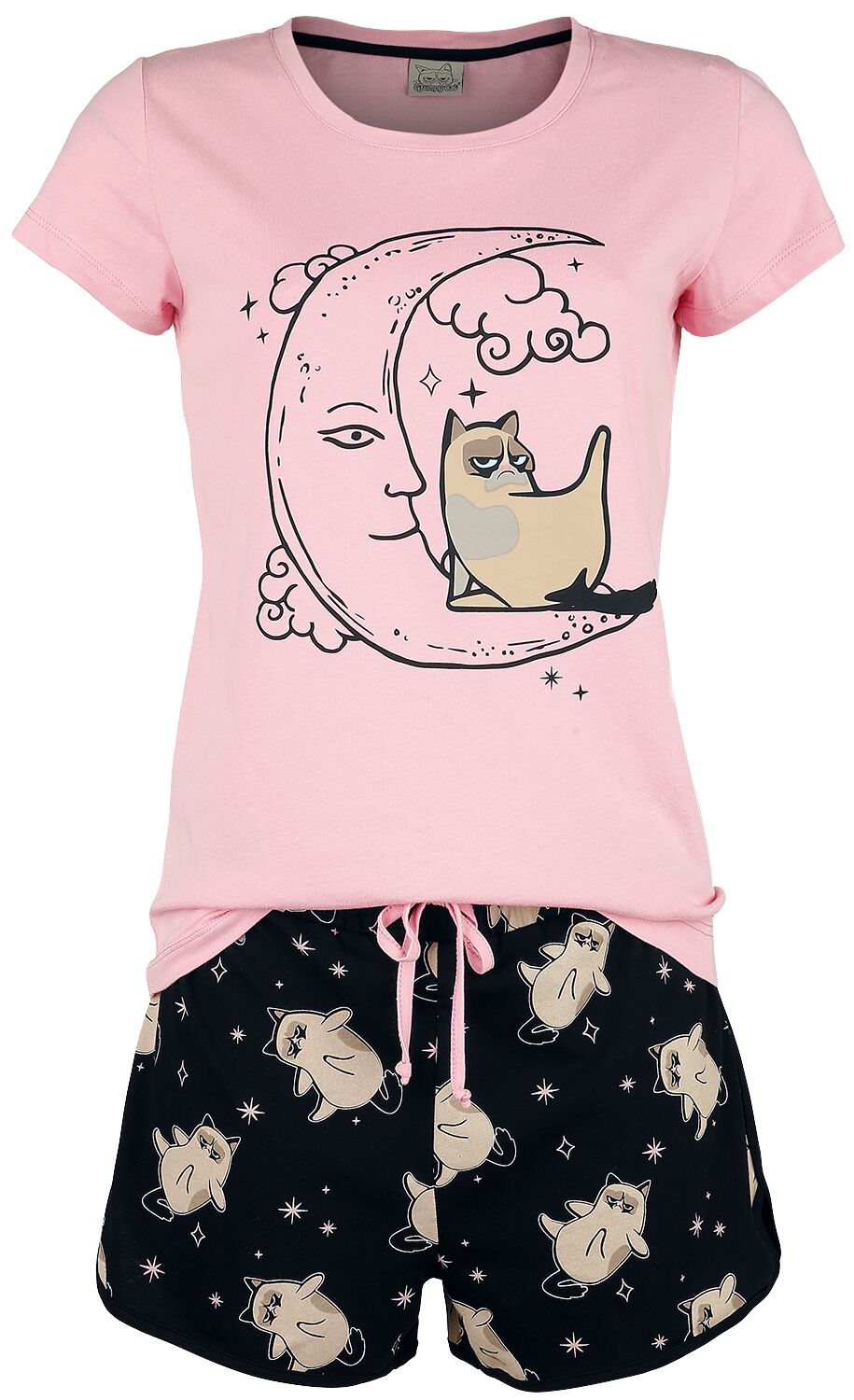 Image of Grumpy Cat Grumpy Moon Pyjama rosa/schwarz