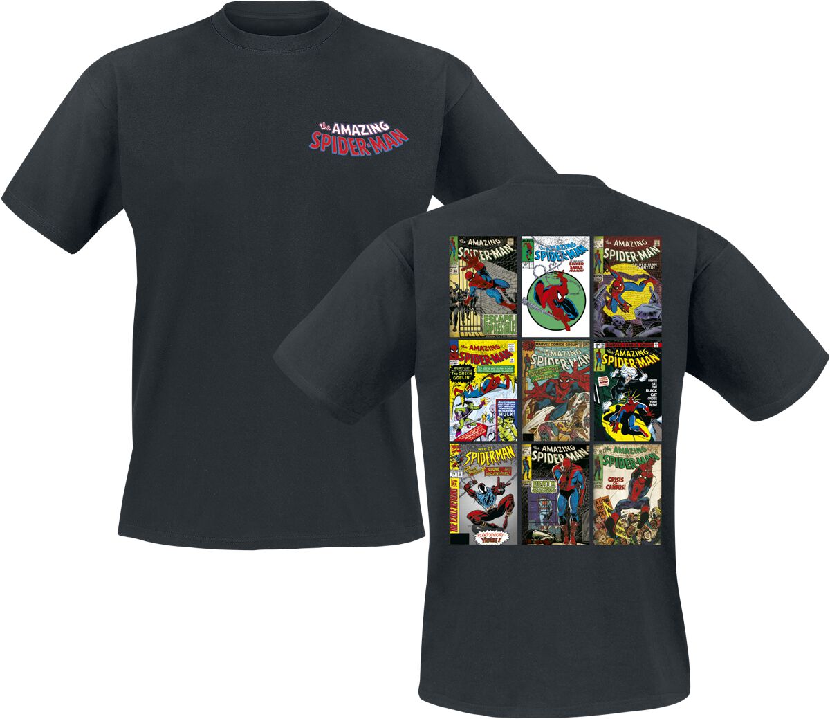 T-Shirt Manches courtes  de Spider-Man - Comic Book Covers - S à XXL - pour Homme - noir