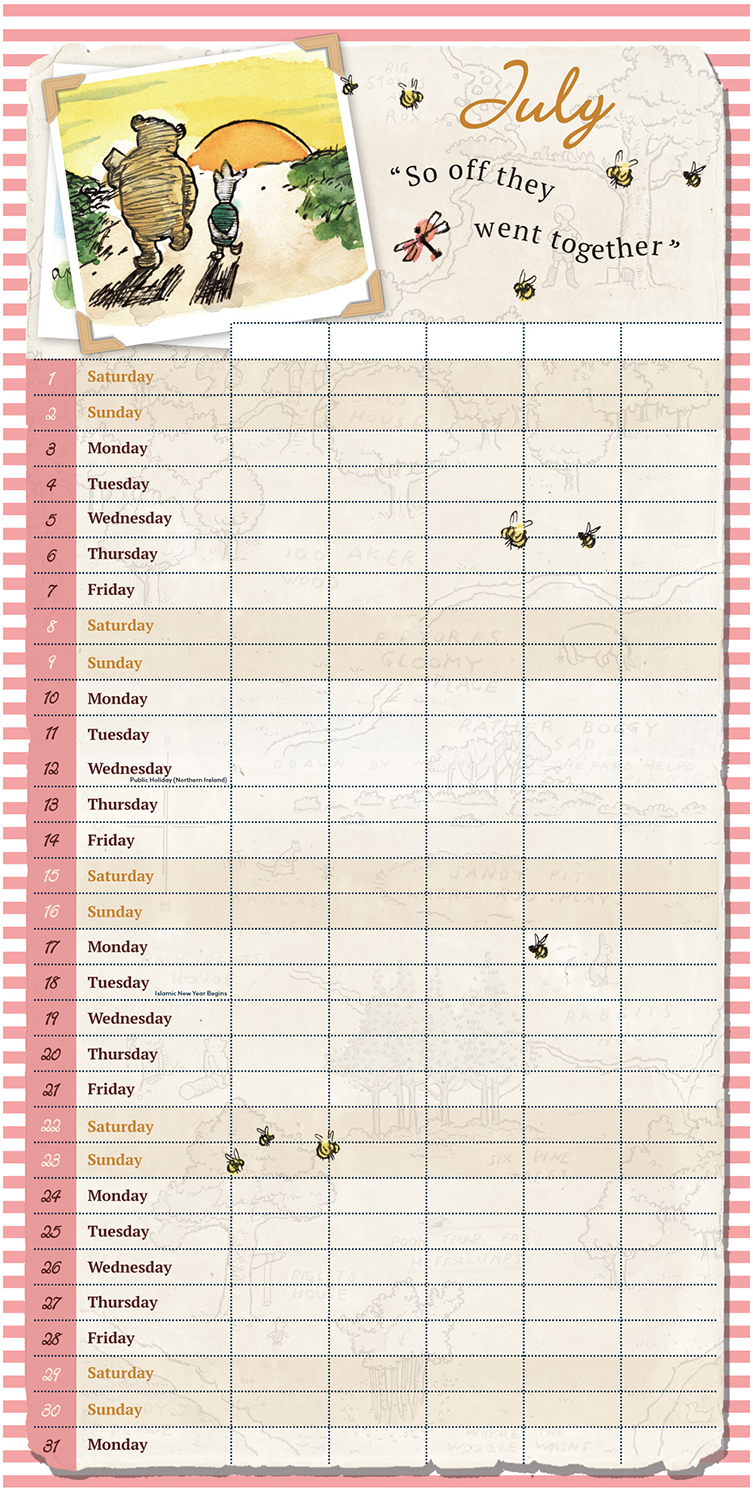 Winnie The Pooh Familienkalender 2023 Wandkalender multicolor