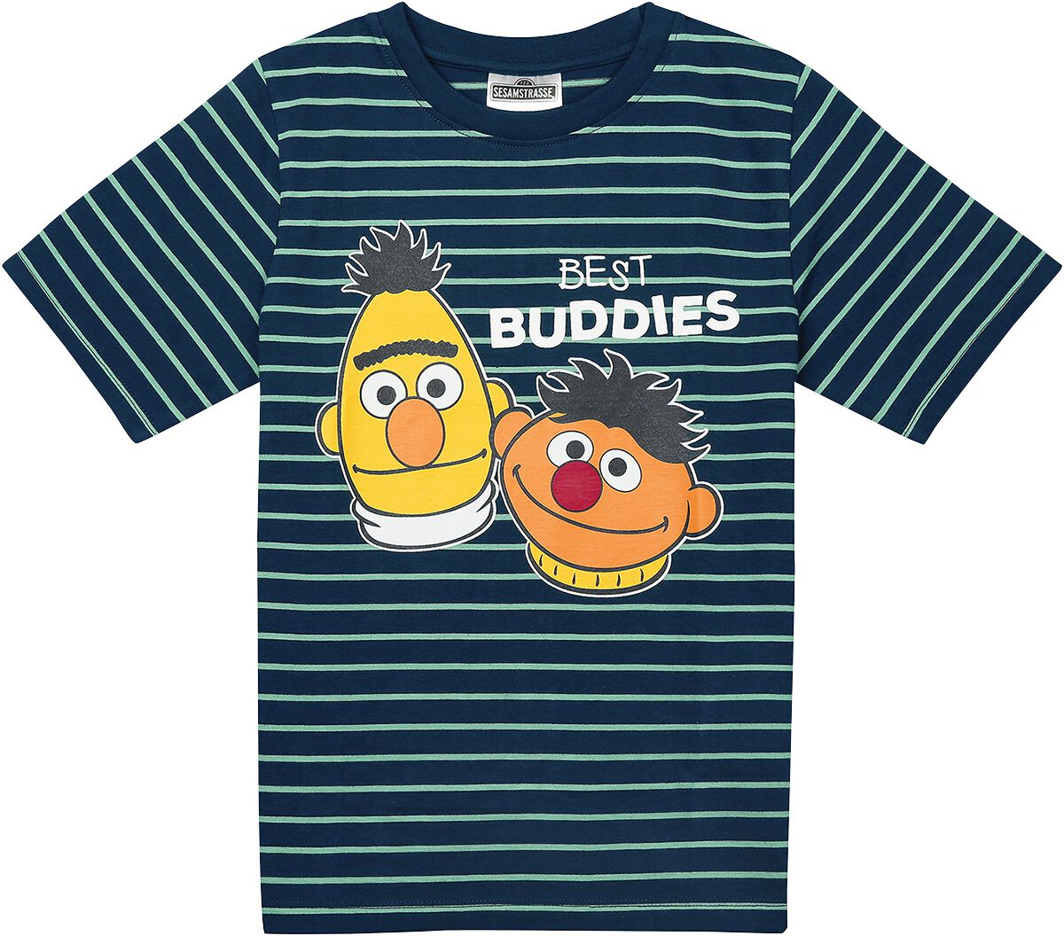 Sesamstraße T-Shirt - Kids - Ernie und Bert - Best Buddies - 116 bis 140 - Größe 128 - blau/grün  - EMP exklusives Merchandise!