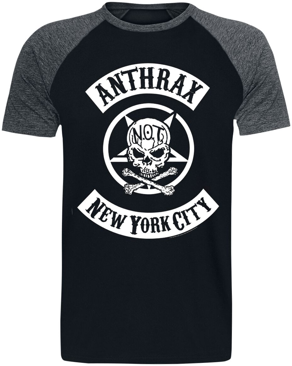 Anthrax Biker Skull T-Shirt schwarz grau