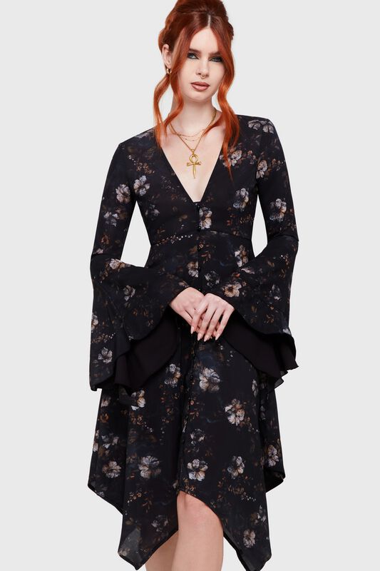 Kort klänning Gothic av Killstar - Twilight Boho Summer - Autumna'S Night Midi Dress - Dam - flerfärgad