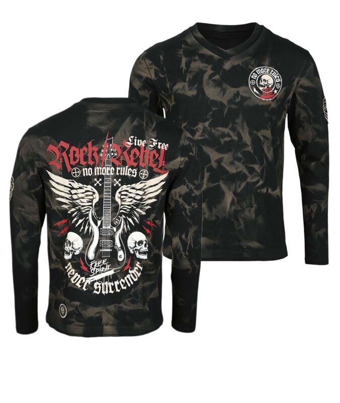 Rock Rebel by EMP Skulls & Details Langarmshirt schwarz in M
