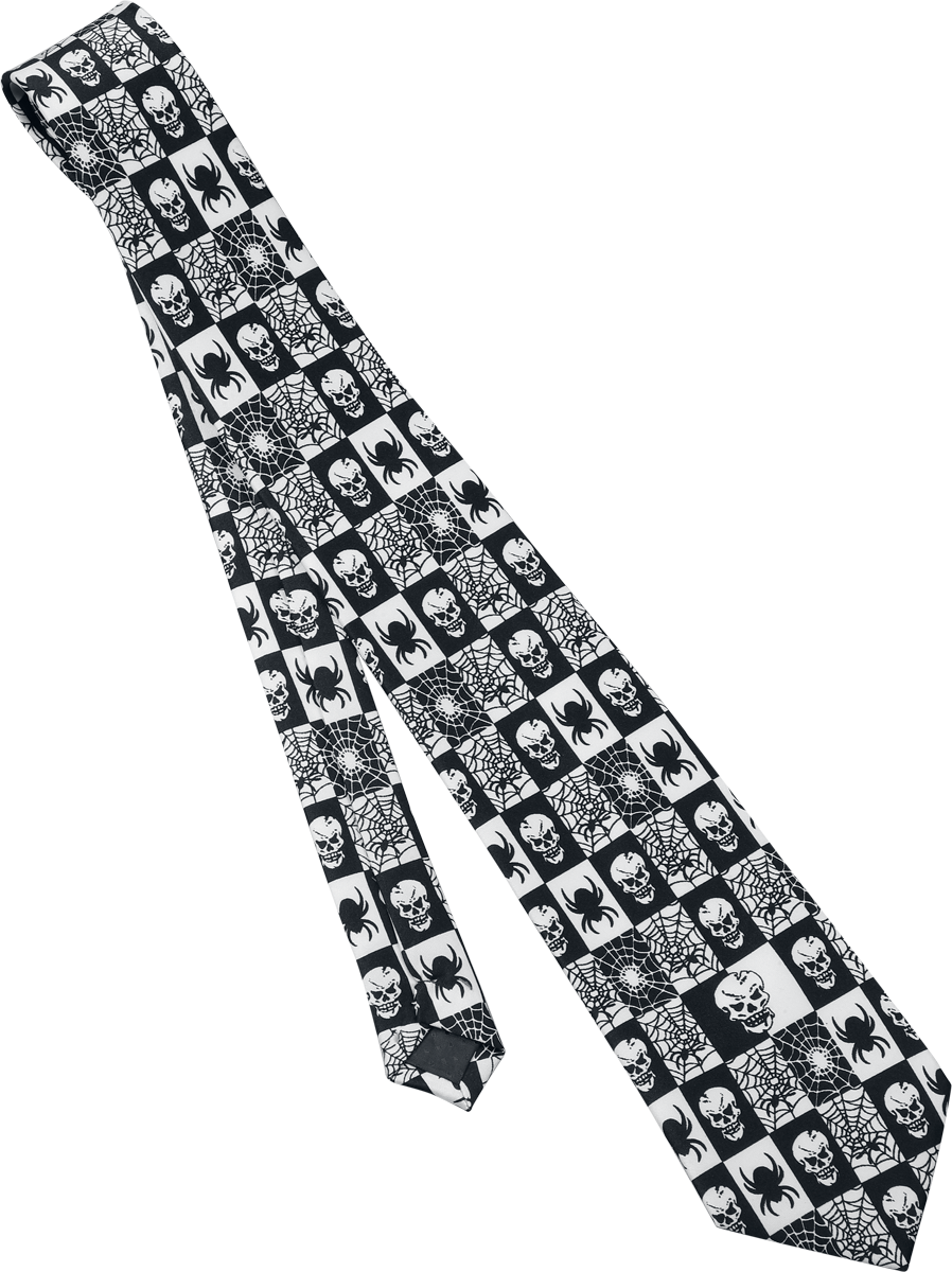 Rock Daddy  Tie - Tie - Skulls and Spiderwebs - black-white