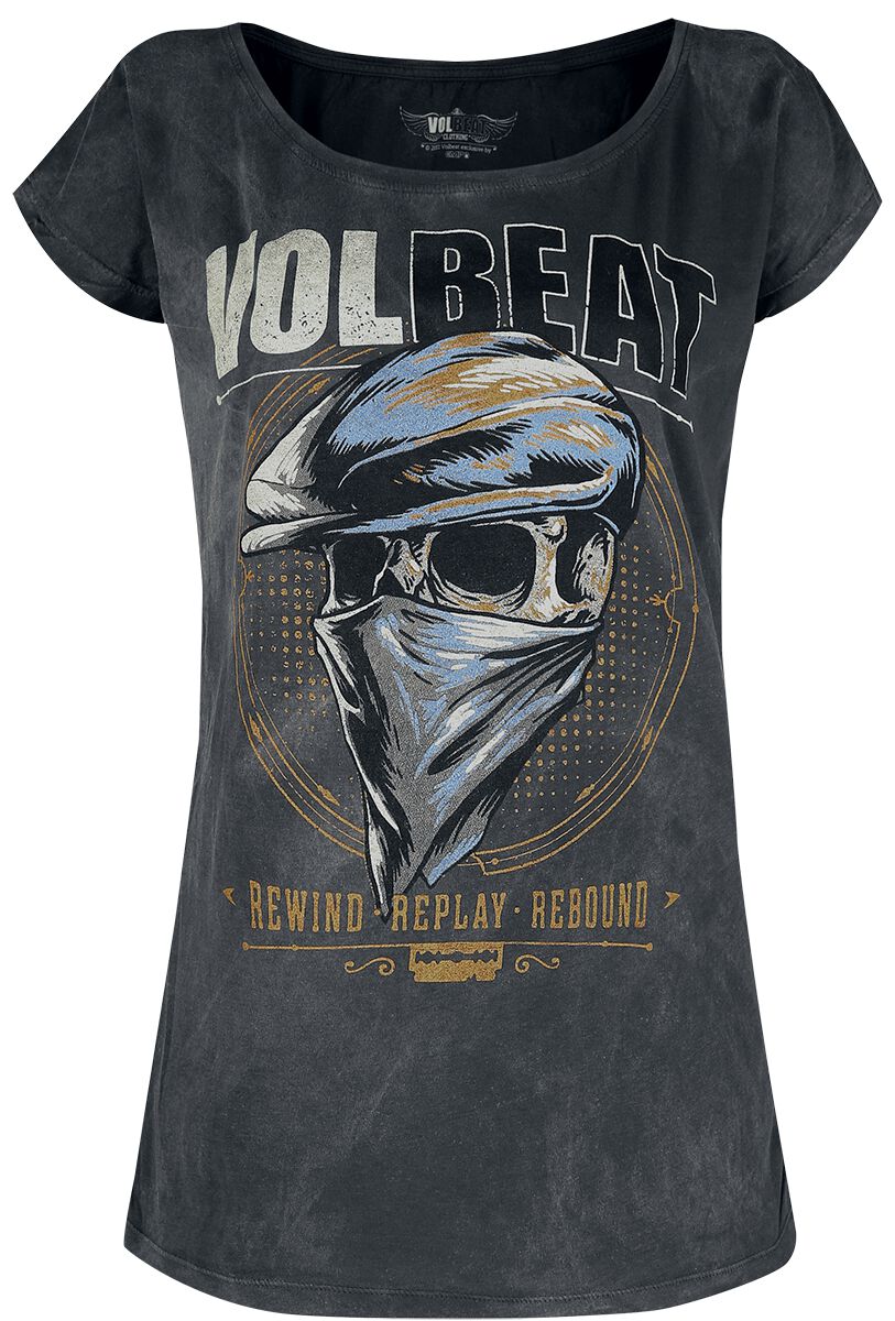 T-Shirt Manches courtes de Volbeat - Bandana Skull - S à 4XL - pour Femme - gris