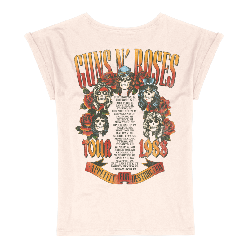 0199957259071 - Guns N Roses Appetite Tour 1988 Roses T-Shirt rosa in M