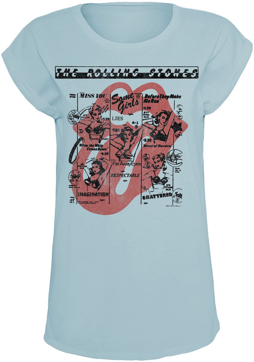 T-Shirt Manches courtes de The Rolling Stones - Some Girls Sketch Tongue - XS à XL - pour Femme - bl