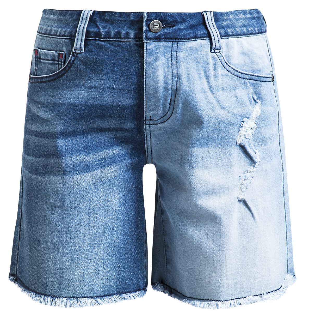 Short de RED by EMP - Jeans Shorts mit Destroy Detail - 27 à 31 - pour Femme - bleu