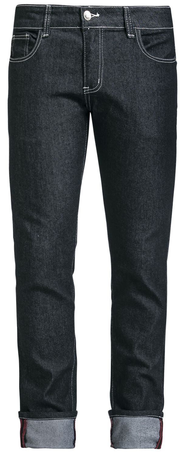 Banned Alternative - Rockabilly Jeans - Rockabilly Slim - W32L34 bis W38L34 - für Männer - Größe W38L34 - schwarz