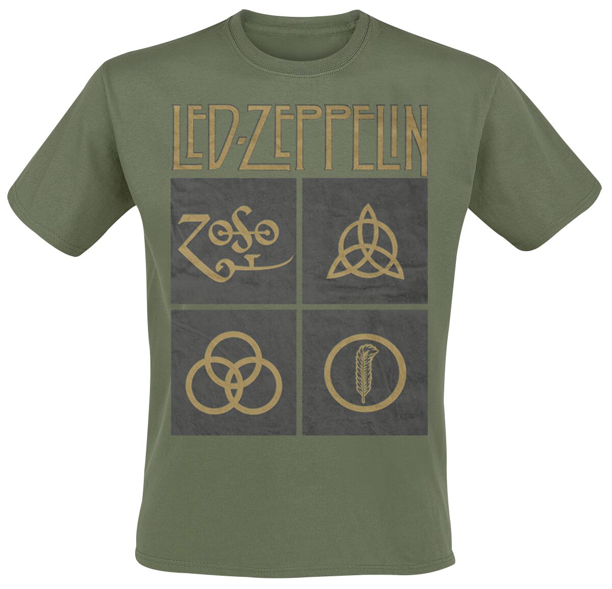 Levně Led Zeppelin Green Symbols Tričko olivová