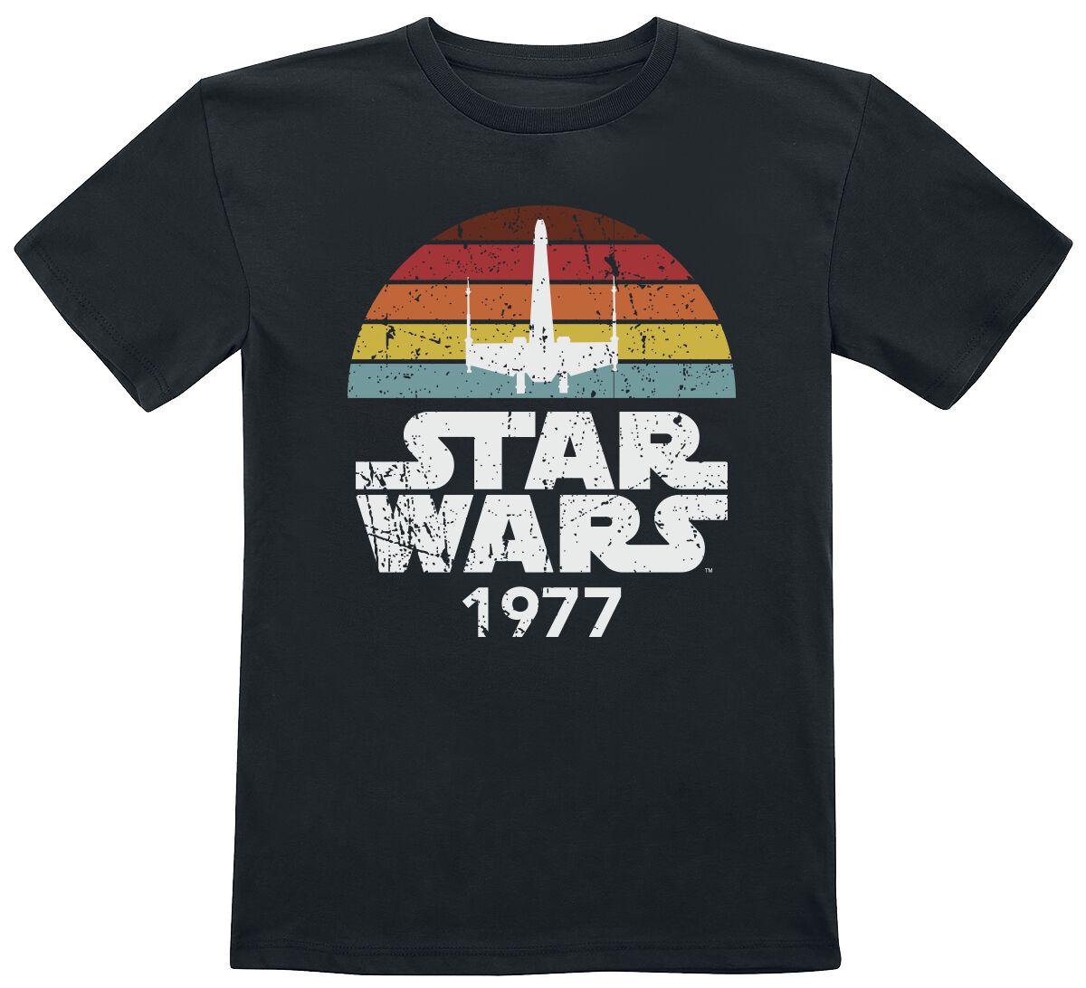 Star Wars T-Shirt - Kids - Rainbox X-Wing 1977 - 104 bis 164 - für Mädchen & Jungen - Größe 164 - schwarz  - Lizenzierter Fanartikel