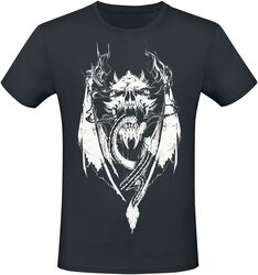 T-Shirt With Dragon And Skull Frontprint, Gothicana by EMP, T-Shirt