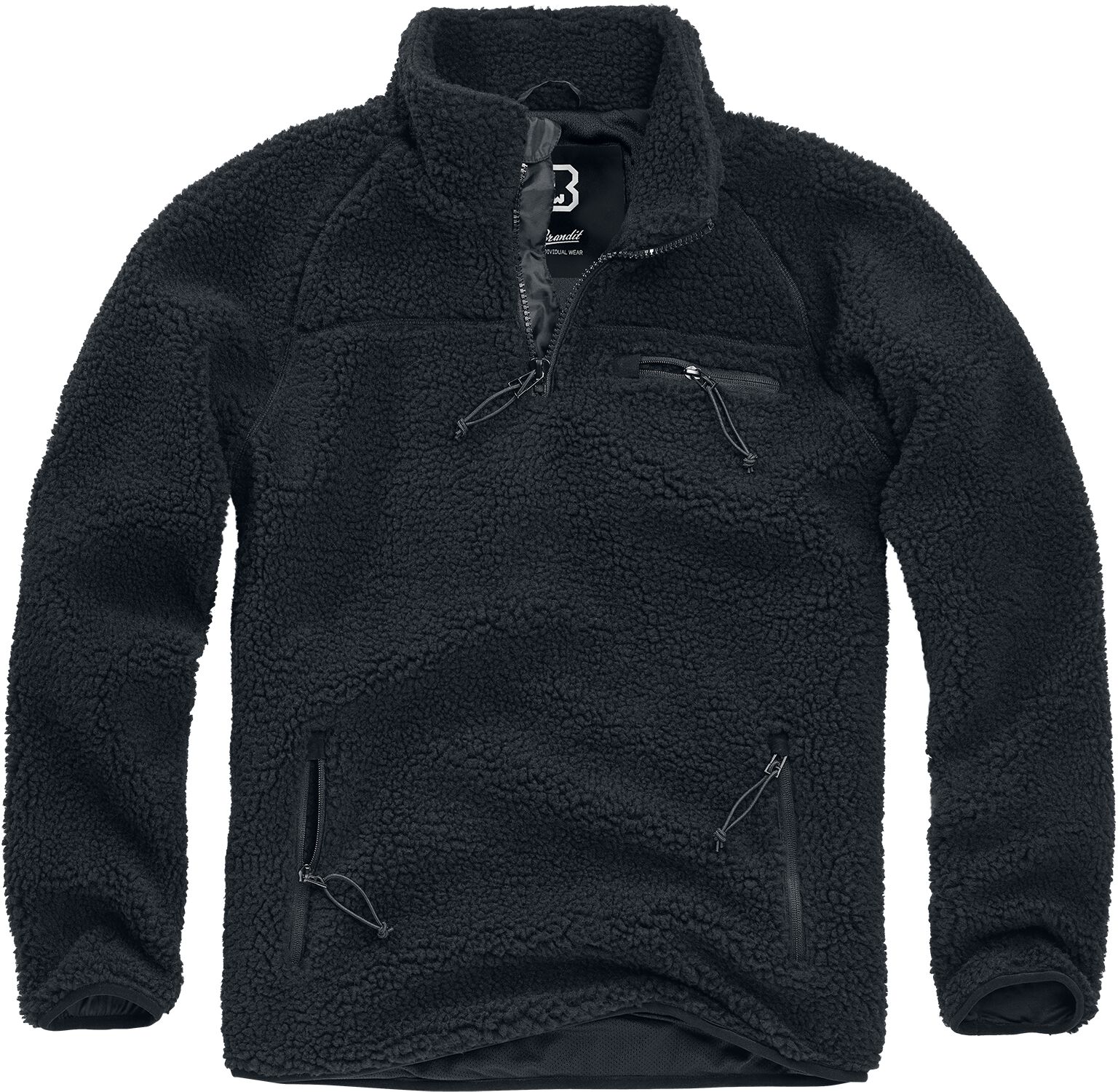 Brandit Teddy Fleece Troyer Sweatshirt schwarz in XL