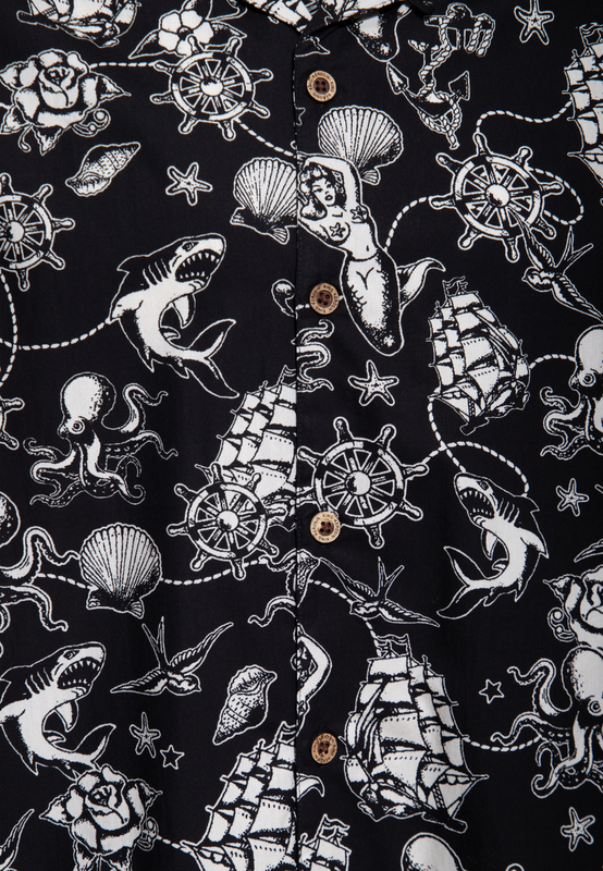 4065409324627 - Sailor Hawaii Shirt Kurzarmhemd schwarz in 3XL