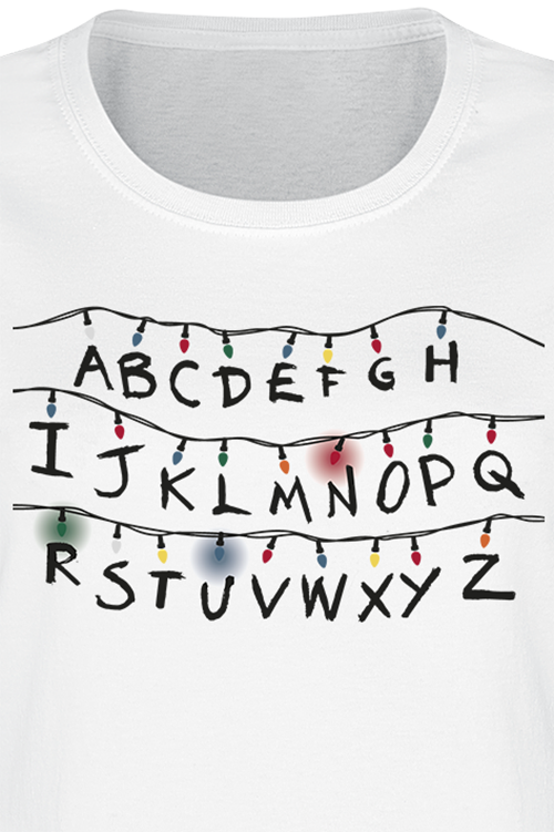 Stranger Things T-Shirt - Alphabet Lichterkette - S bis XXL - für Damen - Größe S - weiß  - EMP exklusives Merchandise!