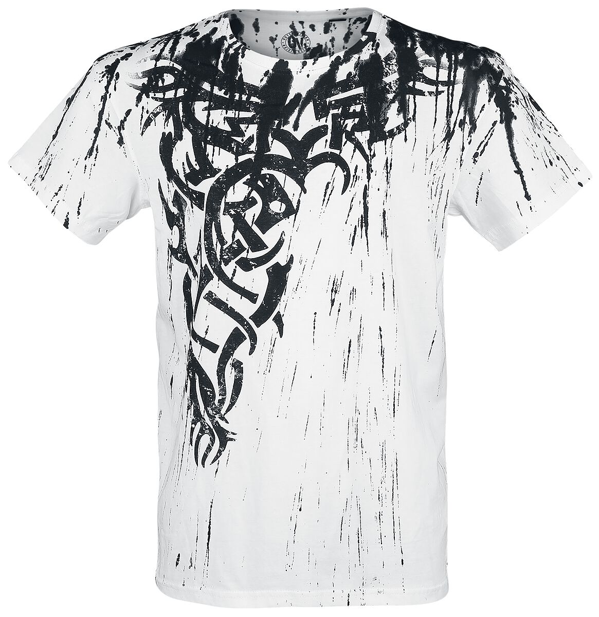 Outer Vision Wings Tattoo Splashed Strips T-Shirt weiß in 4XL