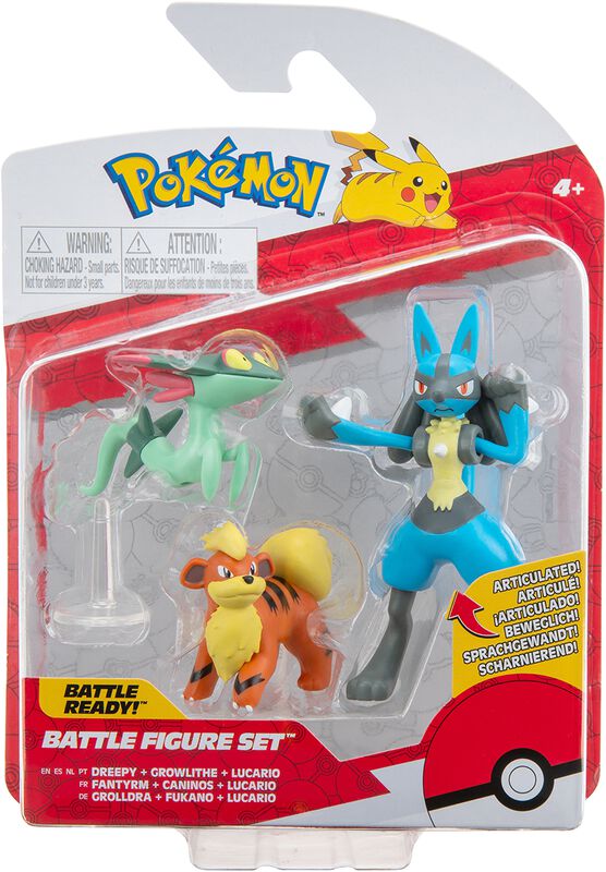 Gaming Pokémon Battle Figure Set - Fukano, Grolldra, Lucario | Pokémon Actionfigur