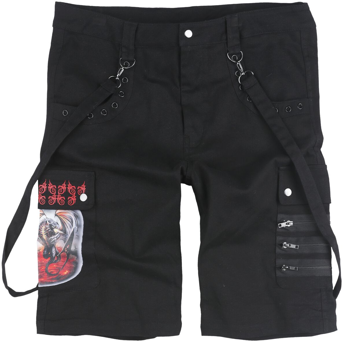 Image of Shorts Gothic di Gothicana by EMP - Gothicana X Anne Stokes - Shorts - S a 5XL - Uomo - nero