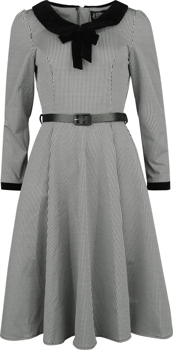 H&R London - Rockabilly Kleid knielang - XS bis XXL - für Damen - Größe XL - grau/schwarz