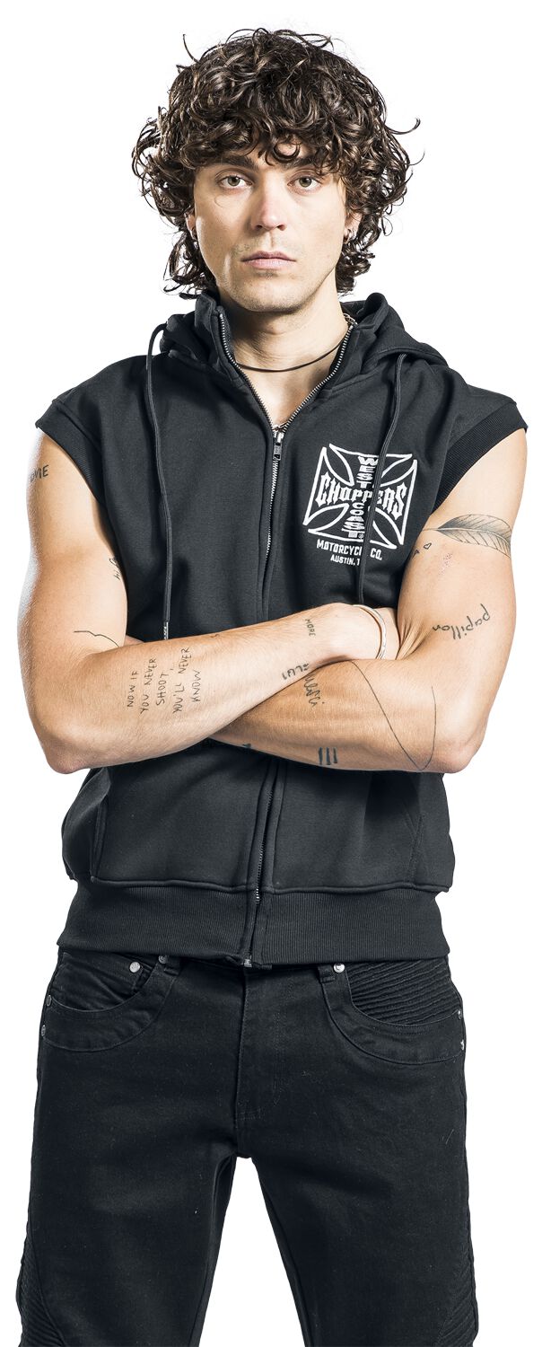 West Coast Choppers Hoodie Mécano à Zip – Noir – Style Bikers Authentique