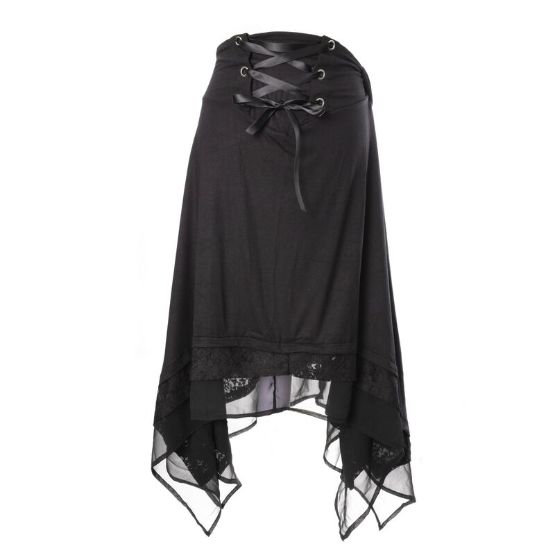 Poizen Industries Zemira Skirt Mittellanger Rock schwarz in M SK-ZMRA-B