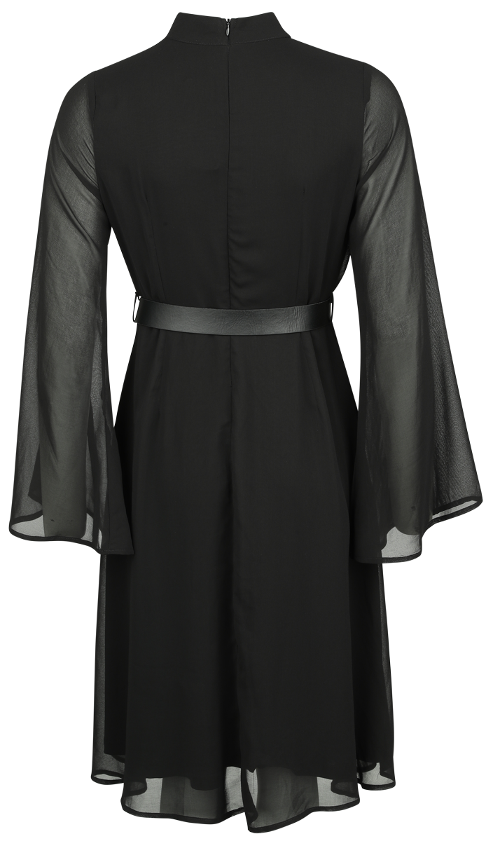 Voodoo Vixen - Rockabilly Kleid knielang - 60s Sheer Layer Belted Dress - XS - für Damen - Größe XS - schwarz