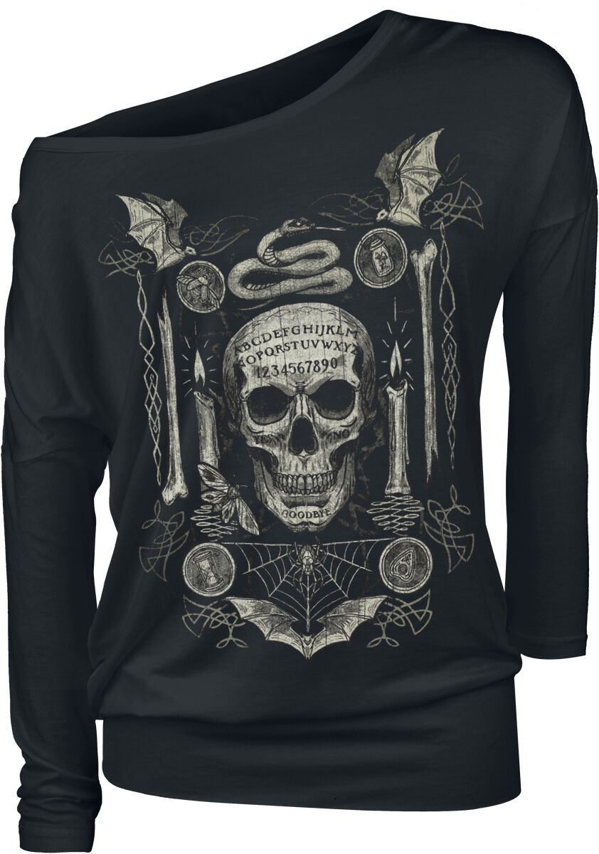 Image of Maglia Maniche Lunghe Gothic di Gothicana by EMP - Long-Sleeve Shirt with Detailed Front Print - XS a 5XL - Donna - nero