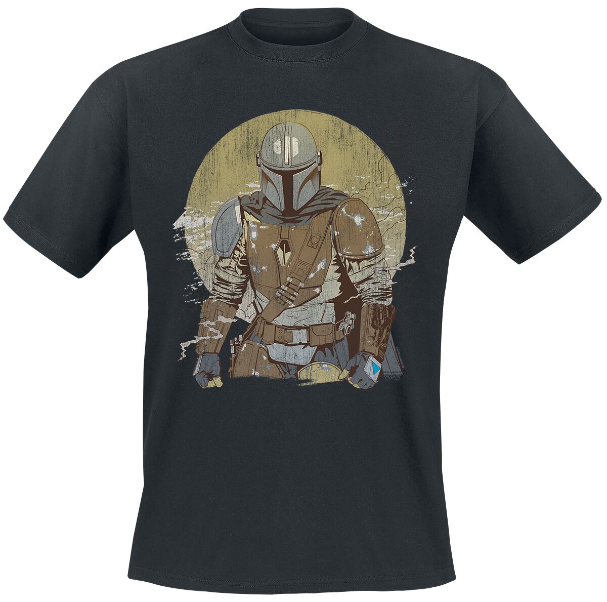 Star Wars T-Shirt - The Mandalorian - Vintage - S bis XXL - für Männer - Größe XXL - schwarz  - Lizenzierter Fanartikel