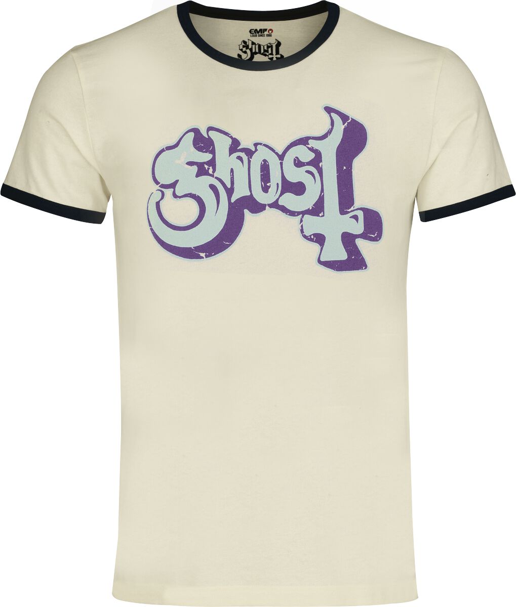 Ghost T-skjorte - Logo - Ringer Shirt - S til 5XL - Herrer - antikk hvit