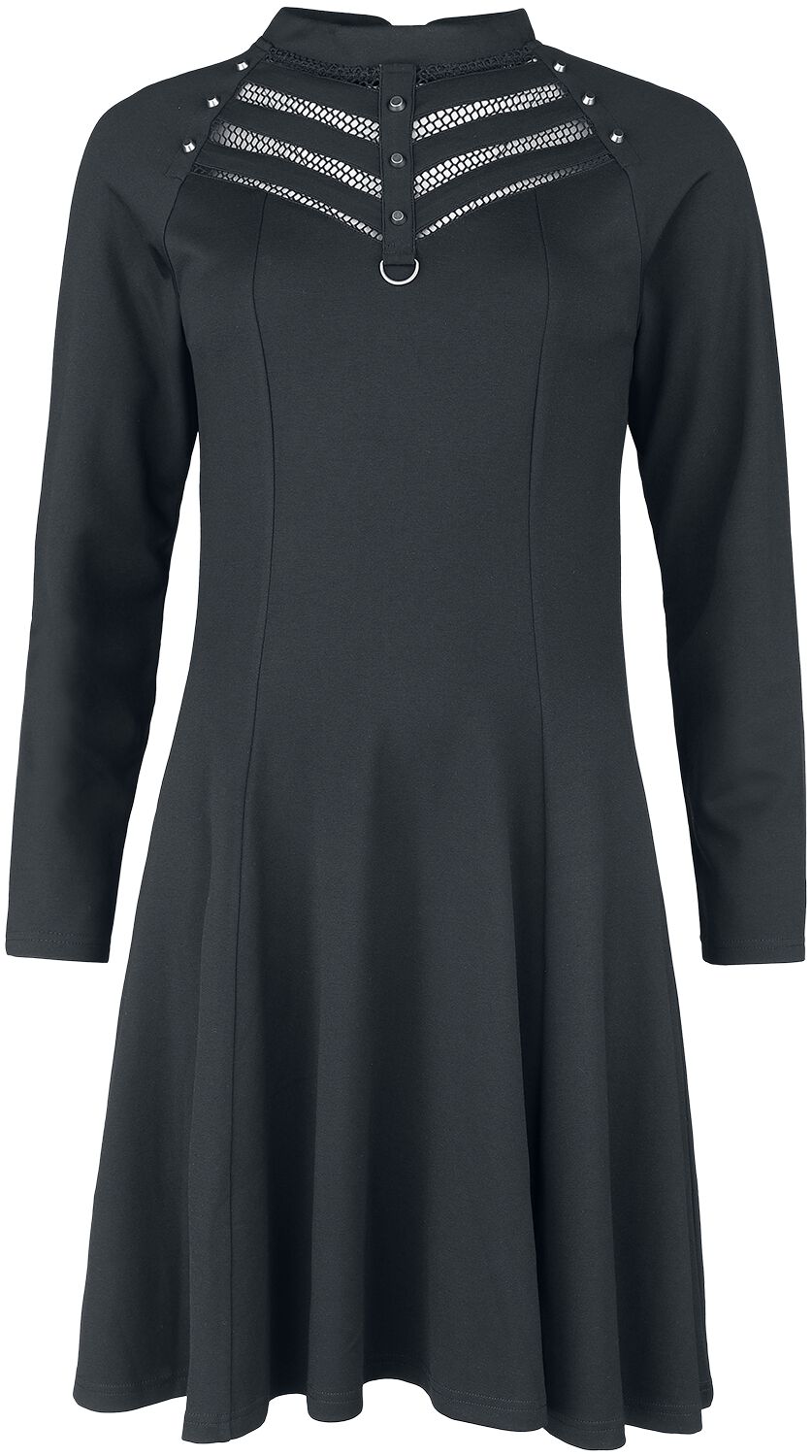 Kleid mit Netzausschnitt am Dekolleté Kurzes Kleid schwarz von Gothicana by EMP