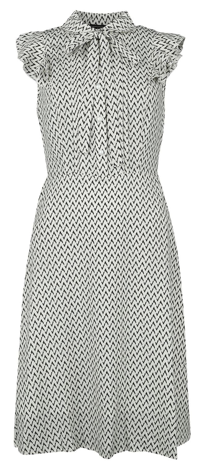 Image of Abito media lunghezza Rockabilly di Voodoo Vixen - Crepe Flare Dress - XS a 4XL - Donna - bianco/nero