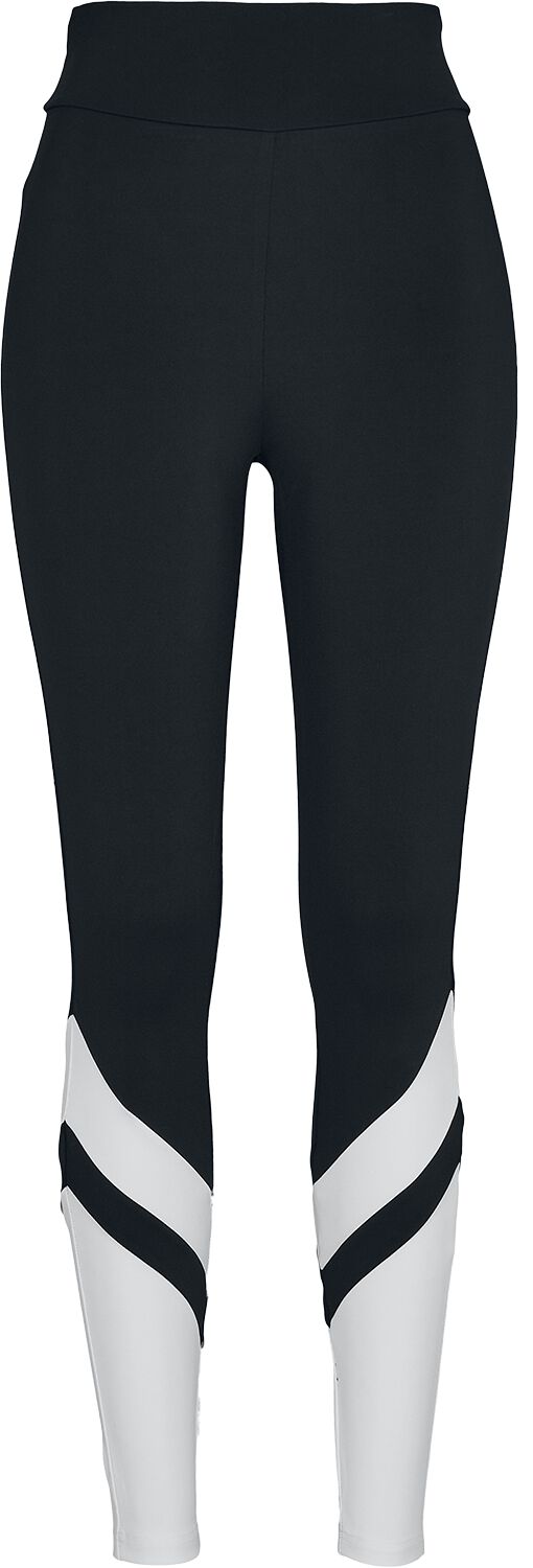 Legging de Urban Classics - Leggings Taille Haute Arrow - XS à S - pour Femme - noir/blanc