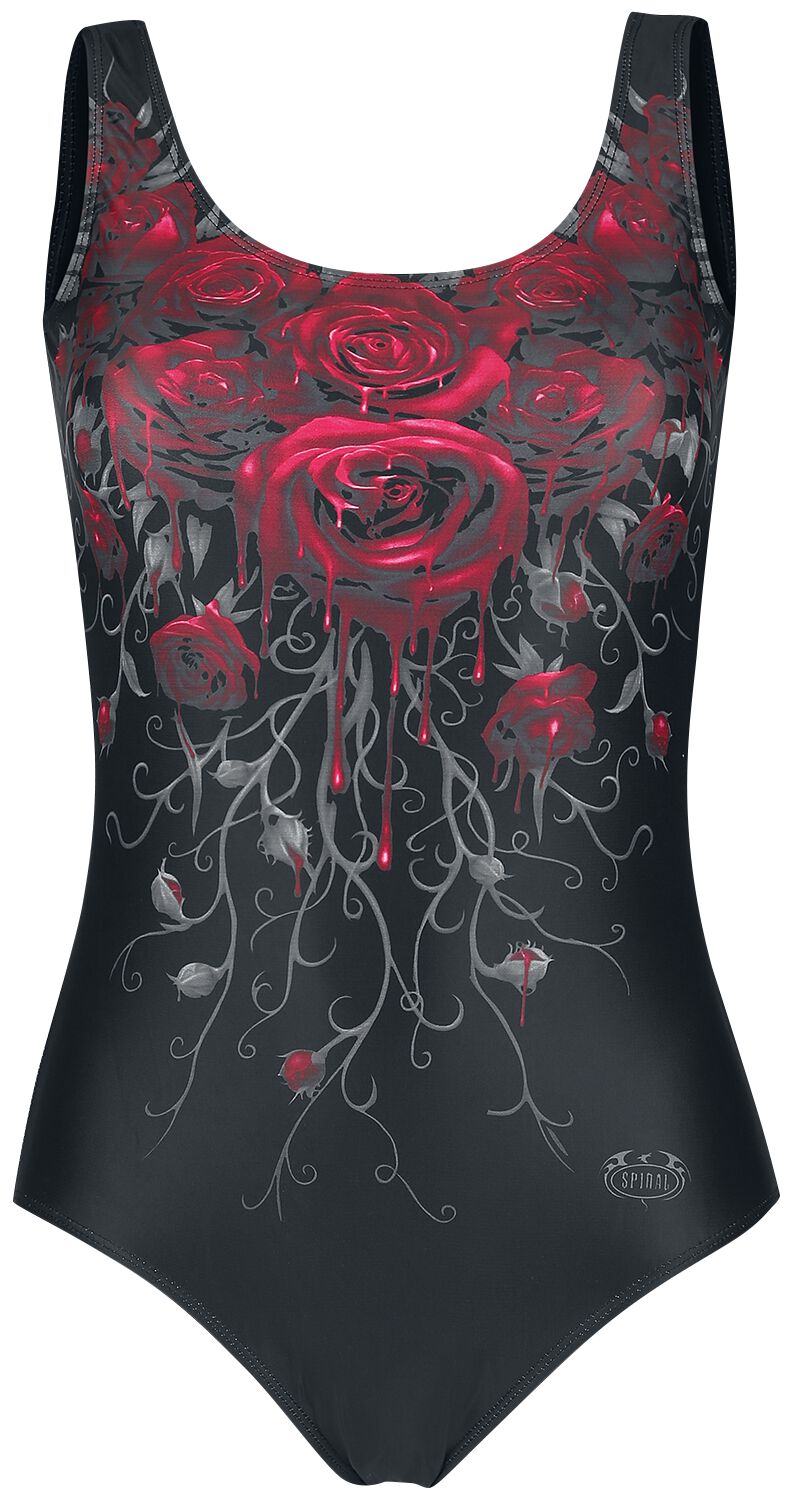 Spiral Blood Rose Swimsuit black