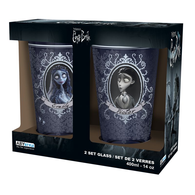Corpse Bride Glas-Set - Emily und Victor - multicolor  - Lizenzierter Fanartikel