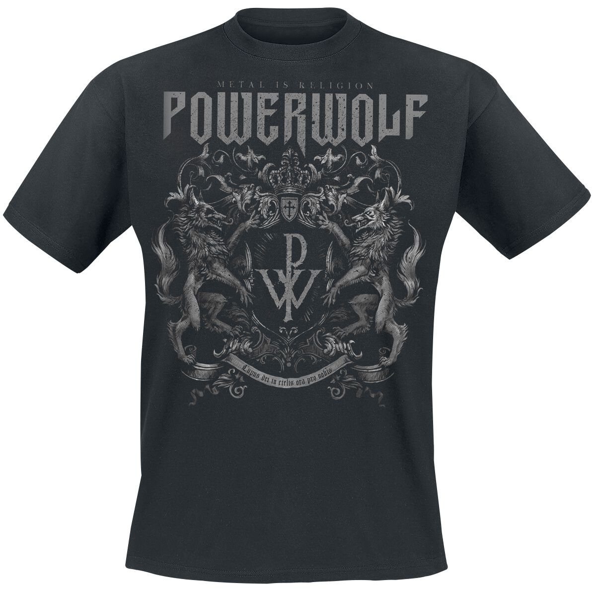 Image of T-Shirt di Powerwolf - Crest - Metal Is Religion - S a 3XL - Uomo - nero