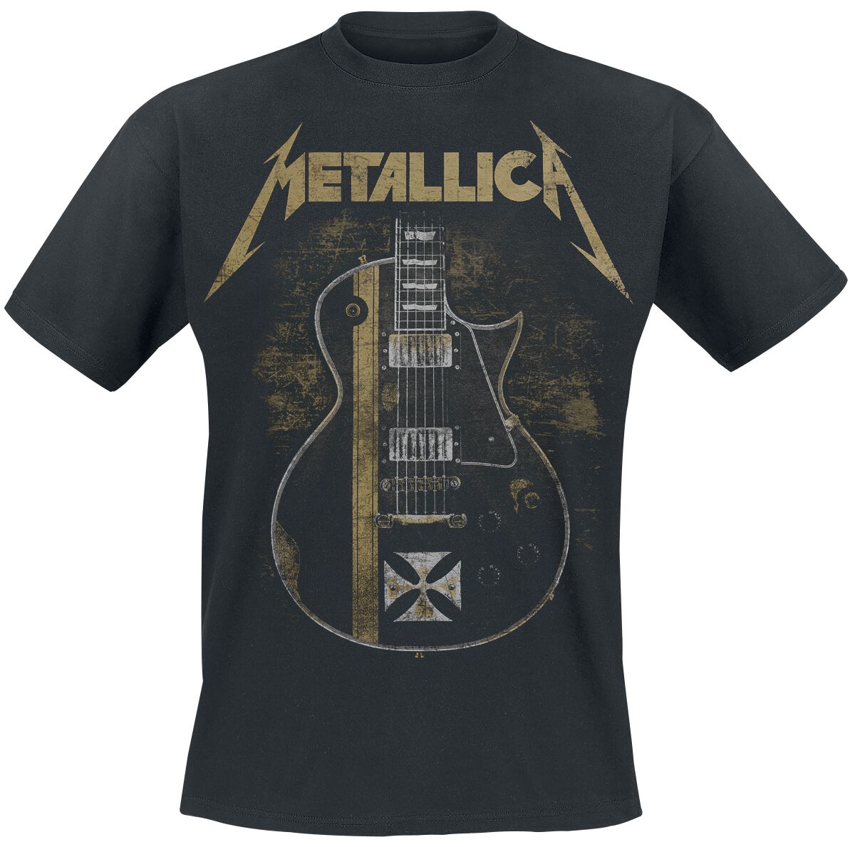Image of Metallica Hetfield Iron Cross Guitar T-Shirt schwarz