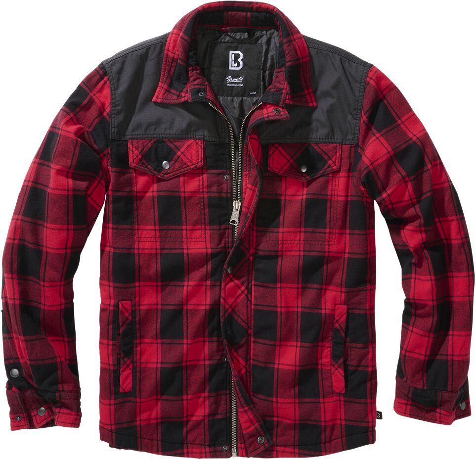 Veste mi-saison de Brandit - New Lumberjacket Black Edition - S à XXL - pour Homme - noir/rouge