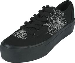 LowCut Plateau Sneaker With Spiderweb Embroidery, Gothicana by EMP, Sneaker