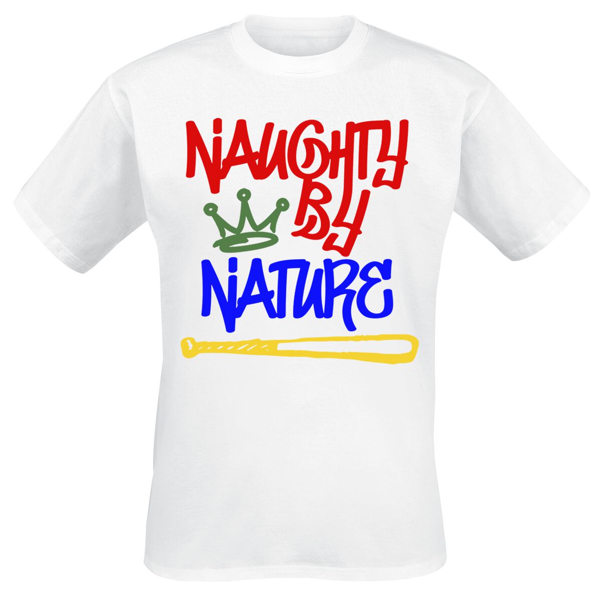 Naughty by Nature T-Shirt - Graffiti Logo - S bis 3XL - für Männer - Größe XL - weiß  - Lizenziertes Merchandise!